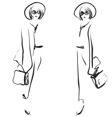 Kadın bir ceket ve şapka. Moda modelleri