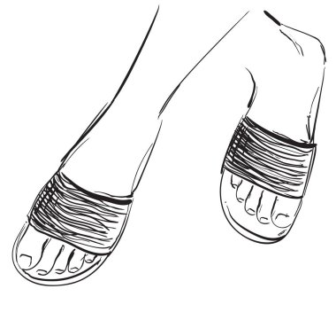 Ayak sketch vektör. Elle çizilmiş terlik