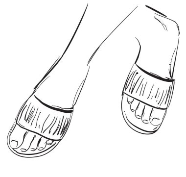 Ayak sketch vektör. Elle çizilmiş terlik