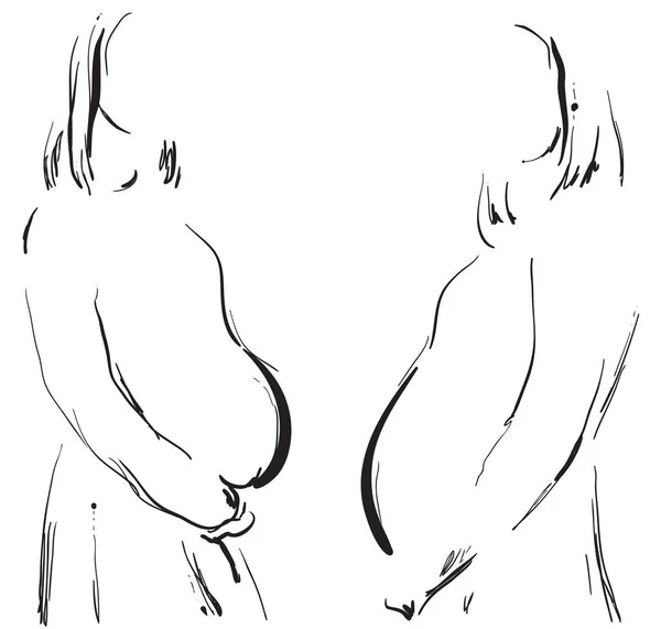 Une femme enceinte. Illustration vectorielle dessin animé dessin à la main . — Image vectorielle