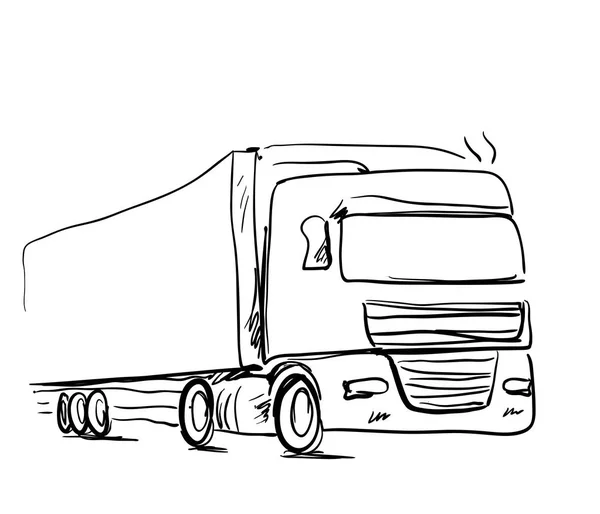 Kroki lojistik ve teslimat posteri. Elle çizilmiş kamyon — Stok Vektör