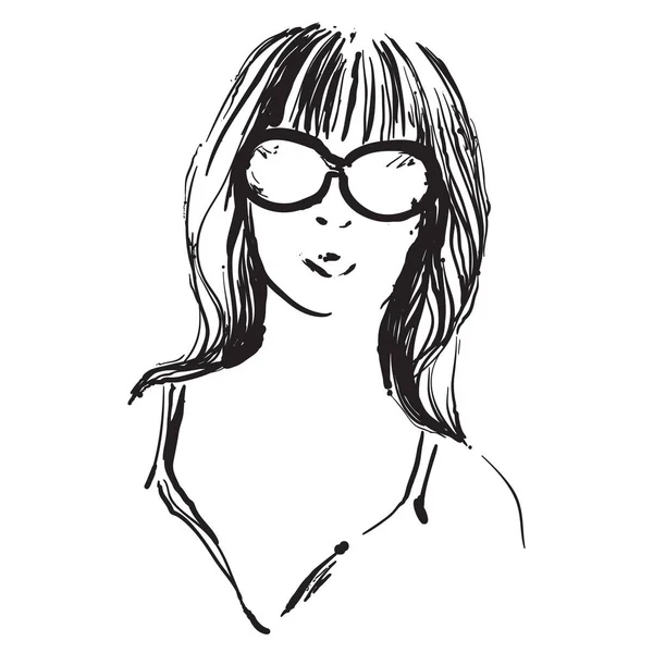 Flickan doodles porträtt — Stock vektor