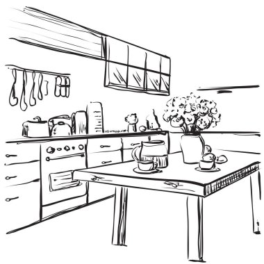 Mutfak iç çekme, vektör çizim