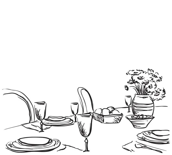 Векторная иллюстрация праздничного ужина с цветами — стоковый вектор