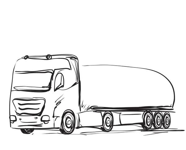 Service de livraison. Camion dessiné à la main. Transports . — Image vectorielle