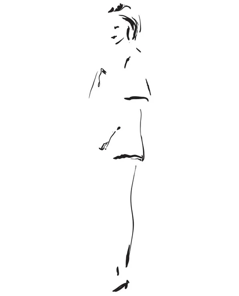 Μόδα μοντέλο σκίτσο. Κινουμένων σχεδίων κοριτσιών σιλουέτα — Διανυσματικό Αρχείο