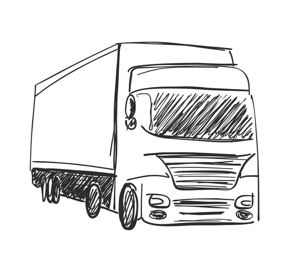 Disegno logistico e poster di consegna. Camion . — Vettoriale Stock