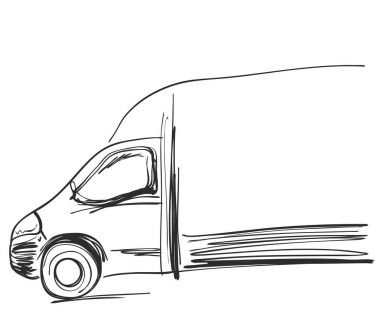 Kroki lojistik ve teslimat posteri. Kamyon.