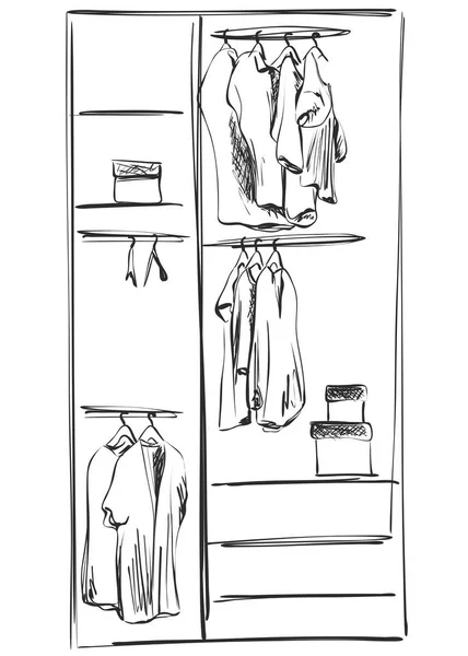 Hand drawn wardrobe sketch. — Stock Vector