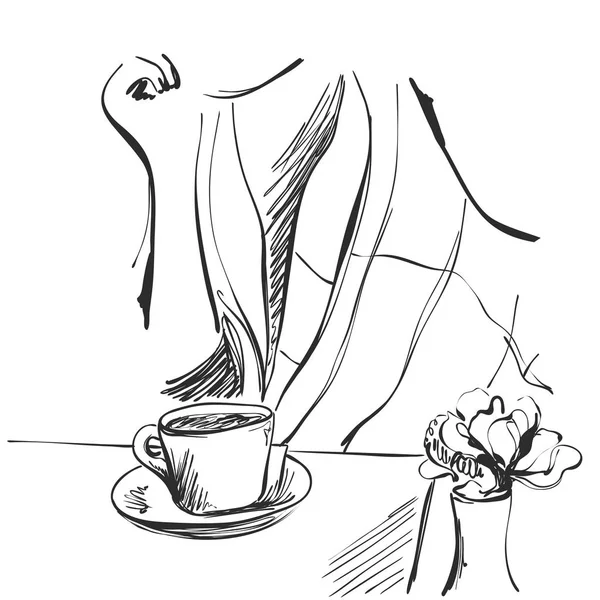 Модная иллюстрация девушки с чашкой чая — стоковый вектор