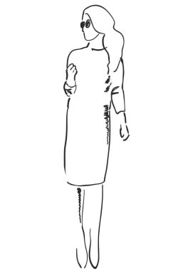 Güzel genç kız modeli tasarımı için. Moda, Stil, güzellik. Grafik, kroki çizim.