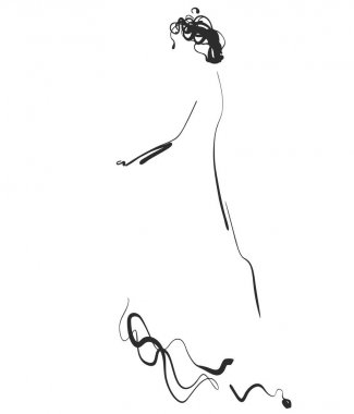 Güzel genç kız modeli tasarımı için. Moda, Stil, güzellik. Grafik, kroki çizim.