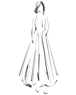 Güzel genç kız modeli tasarımı için. Moda, Stil, güzellik. Grafik, kroki çizim.