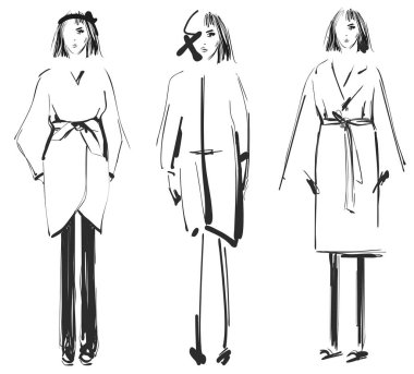 Moda modelleri. Kroki. Ceket