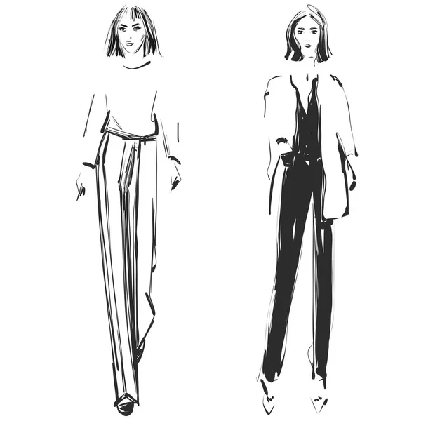 Des mannequins. Croquis. Manteau — Image vectorielle