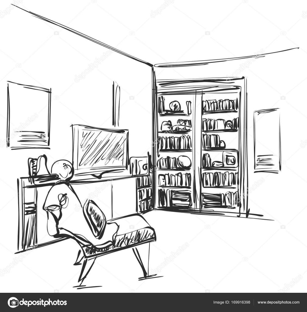 Hand Drawn Sketch Of Modern Living Room Interior With A Chair Pillows Table Bookshelf And Pictures Stock Vector Royalty Free Vector Image By C Yuliia25 Hand Drawn Sketch Of Modern Living Room Interior With A Chair Pillows Table Bookshelf And Pictures Stock Vector Royalty Free Vector Image By C Yuliia25