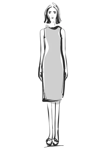 Models skizzieren. Cartoon-Mädchen. Kleid — Stockvektor