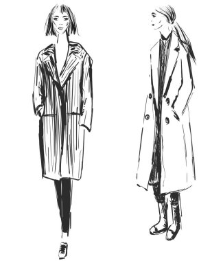 Moda modelleri. Kroki. Ceket