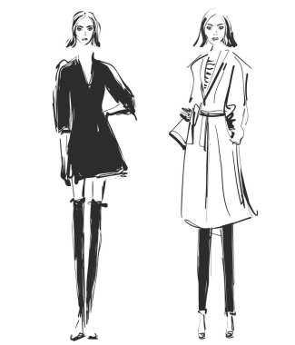 Moda modelleri. Kroki. Ceket