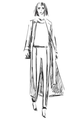 Moda modelleri. Kroki. Ceket