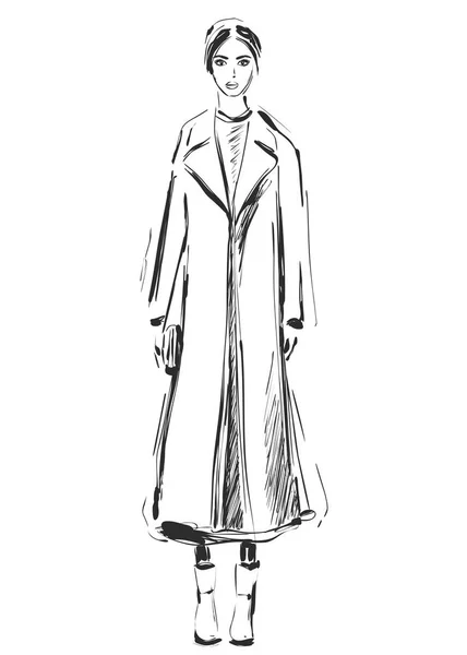 Des mannequins. Croquis. Manteau — Image vectorielle