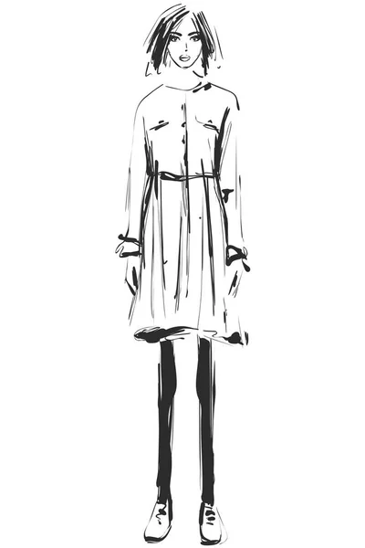 Esquisse de mannequins. Cartoon girl. Robe — Image vectorielle