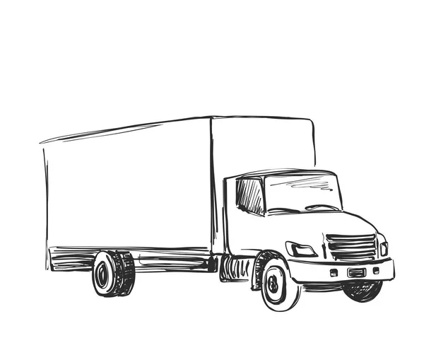 Disegno logistico e poster di consegna. Illustrazione del vettore disegnato a mano — Vettoriale Stock