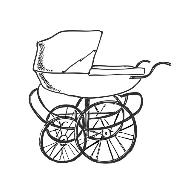 Baby carriage sketch. Hand drawn vector illustration — Stock Vector