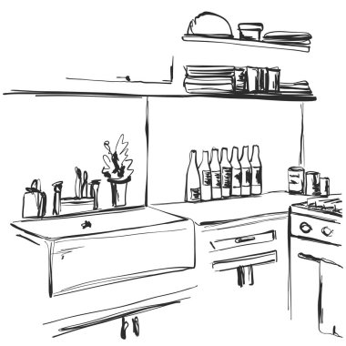 Mutfak dolap, mutfak rafları, el çekilmiş iç