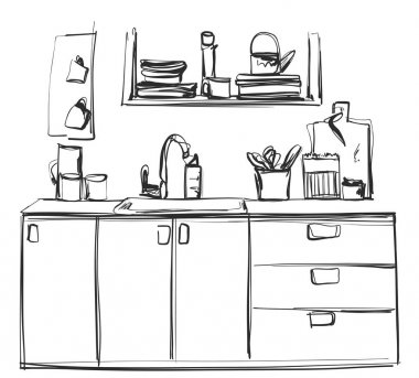 Mutfak dolap, mutfak rafları, el çekilmiş iç