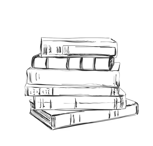 Dessiner à la main un tas de livres. Croquis — Image vectorielle