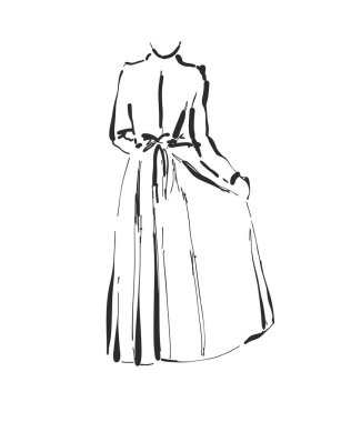 Çizim vektör elbise. Elle çizilmiş kıyafetler kroki