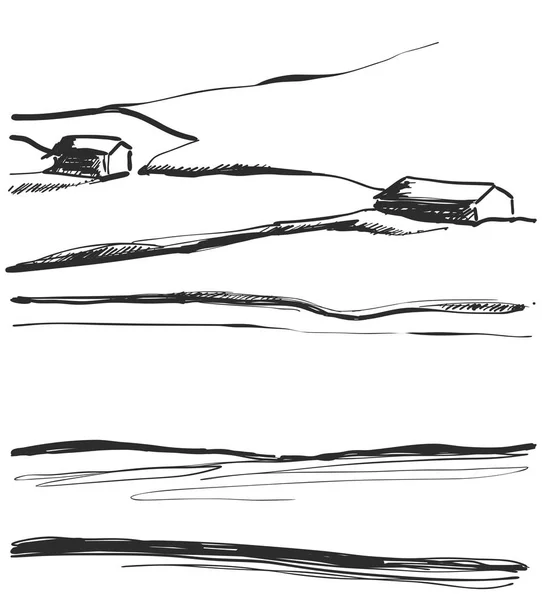 Векторная иллюстрация ландшафта полей вручную — стоковый вектор