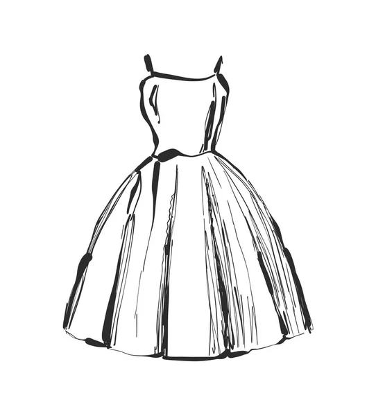 Vektor Kleid Zeichnung. Handgezeichnete Kleiderskizze — Stockvektor