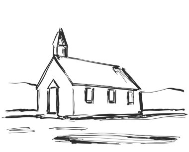 Konut kroki. Elle çizilmiş şekil. Çizgi film bina