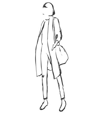 Vektör grafik tasarım için moda modeli ile. Kat kroki.