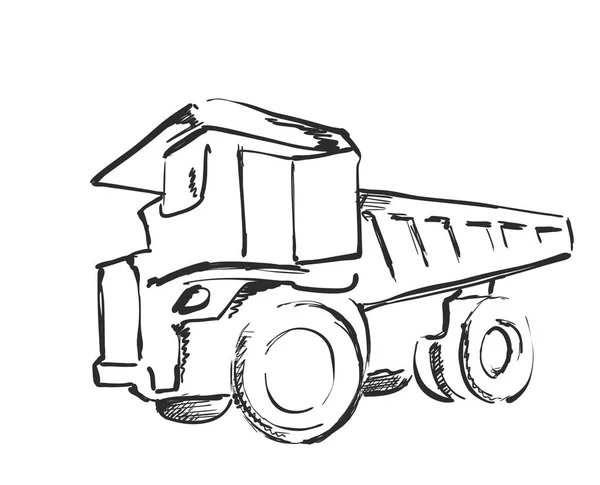 Traktor skiss. Svartvit illustration. Jordbruks-logotypen — Stock vektor