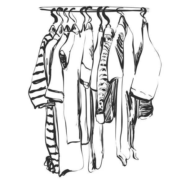 Handgezeichnete Garderobenskizze. Babykleidung am Hungertuch — Stockvektor