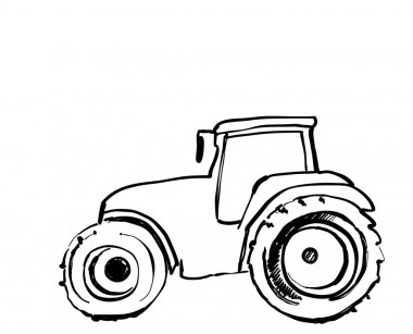 Traktör kroki. Tarım makine. Çizilmiş çiftçi ekipman el