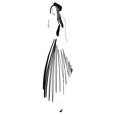 Moda modelleri. Robot resim. El çizimi kız. Soyut