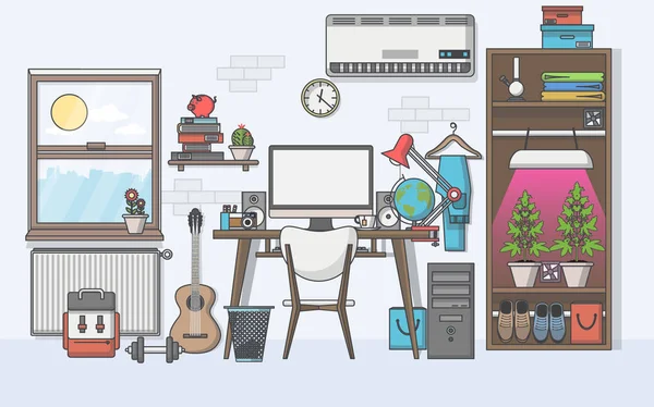 Dolapta büyüyen esrar düz tasarım