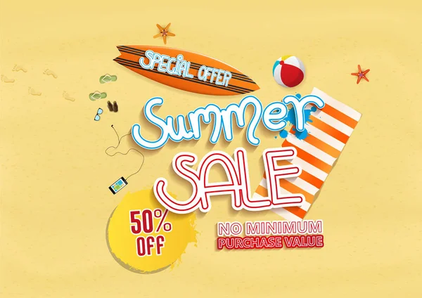 Yaz satış poster plaj öğeleri ile