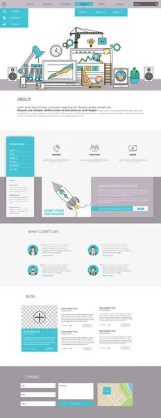 Modern One Page Website Template — Stock Vector