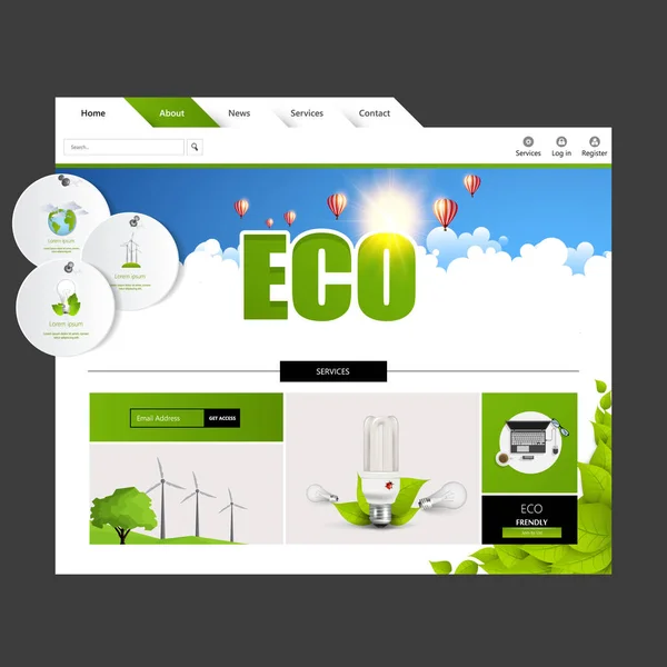 Eco Business website paginasjabloon. — Stockvector