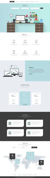 Modern One Page Website Template — Stock Vector
