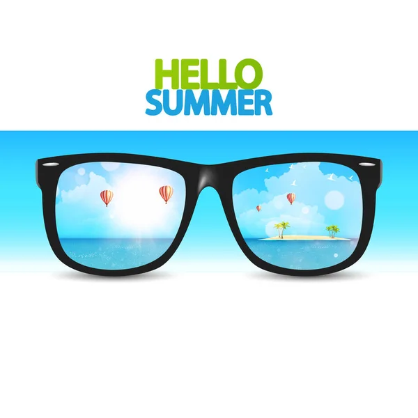 Hallo Sommer Plakat mit Brille — Stockvektor