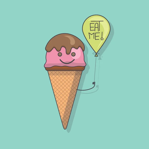 Helado sosteniendo el cartel del globo — Vector de stock