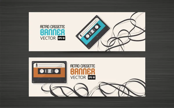 Retro Cassette banners — Stock Vector