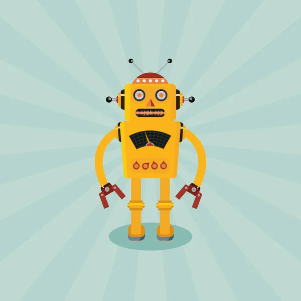 Vintage robot flat style — Stock Vector