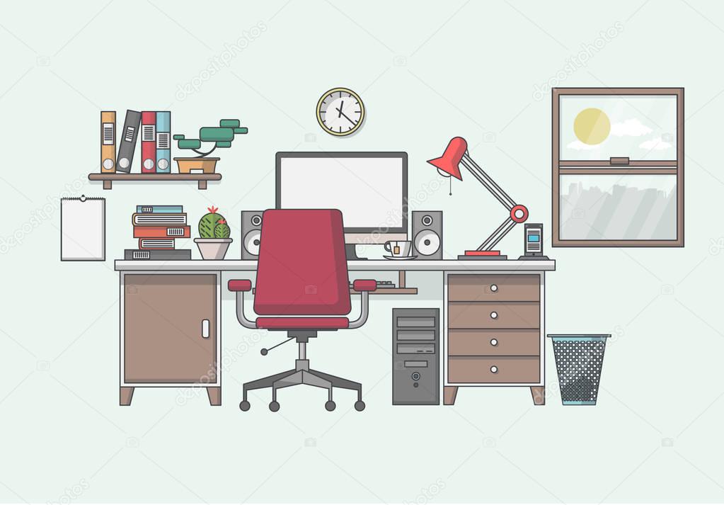 modern workplace in room.